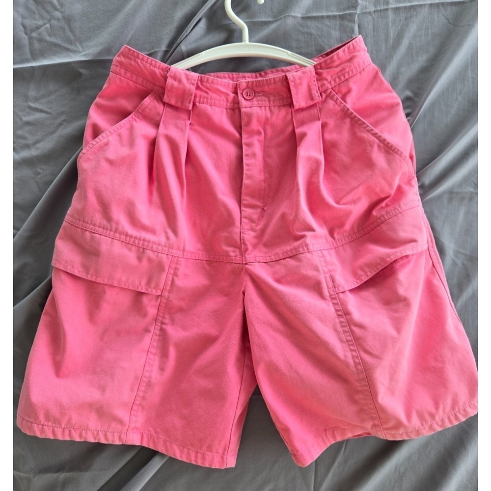Vtg Pink Bermuda Cargo Shorts Utility Camping Outdoor Color block Retro Festival